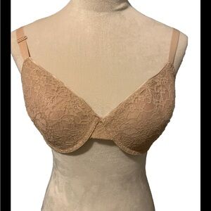 Body Glamour Bra w Lace Underwire Lined Beige 38D
